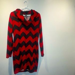 Rue 21 maroon and black, zigzag polyester dress